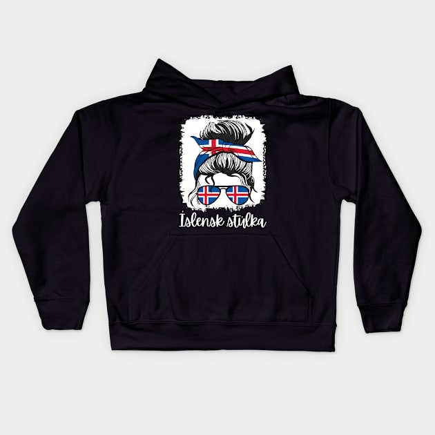 Island Iceland Flag Girls Icelandic Girl Kids Kids Hoodie by qwertydesigns